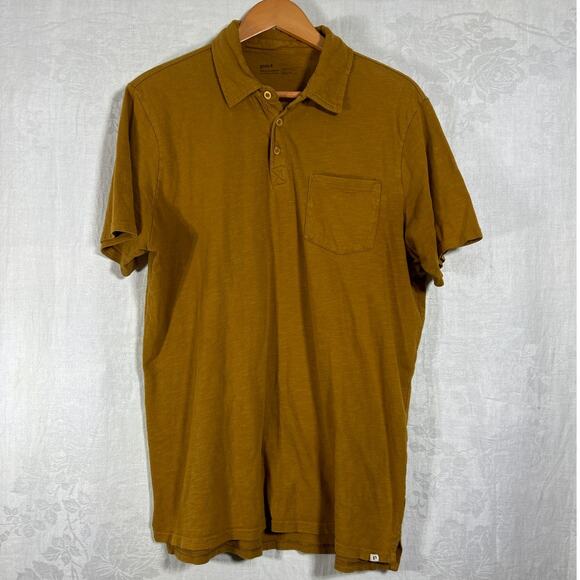 Pact Polo Shirt Large Gold Tan Organic Cotton Golf Classic Prep Sustainable - Picture 1 of 8